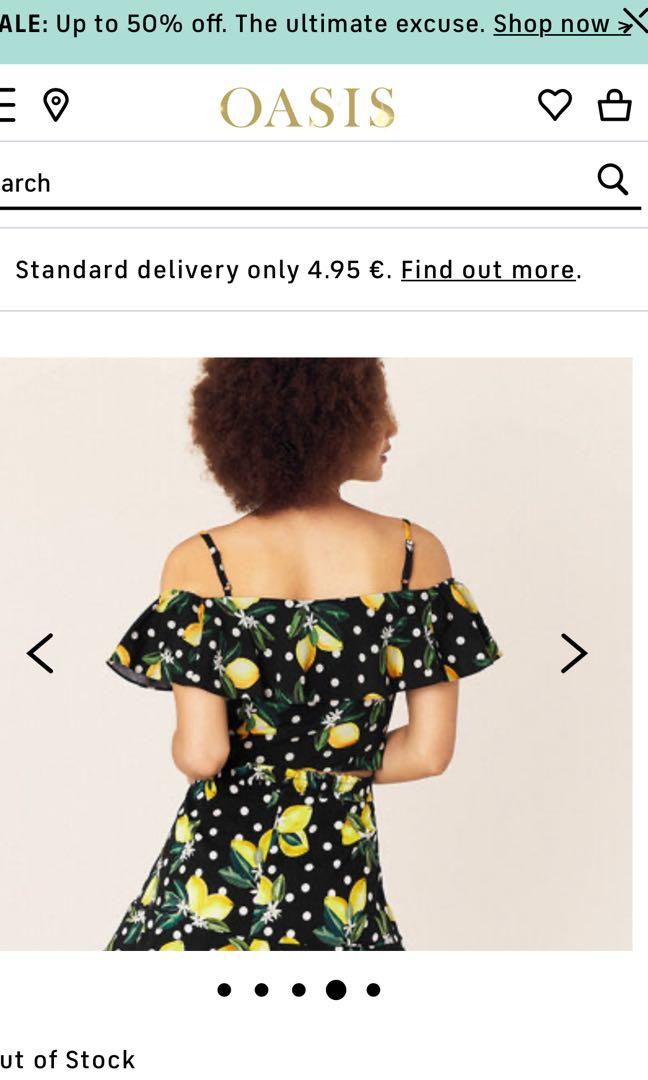 Oasis bardot lemon spot top Women s Fashion Tops Blouses on