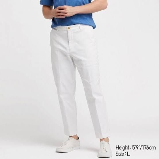 UNIQLO EZY Relaxed Fit Ankle Pants White, Men's Fashion, Bottoms ...