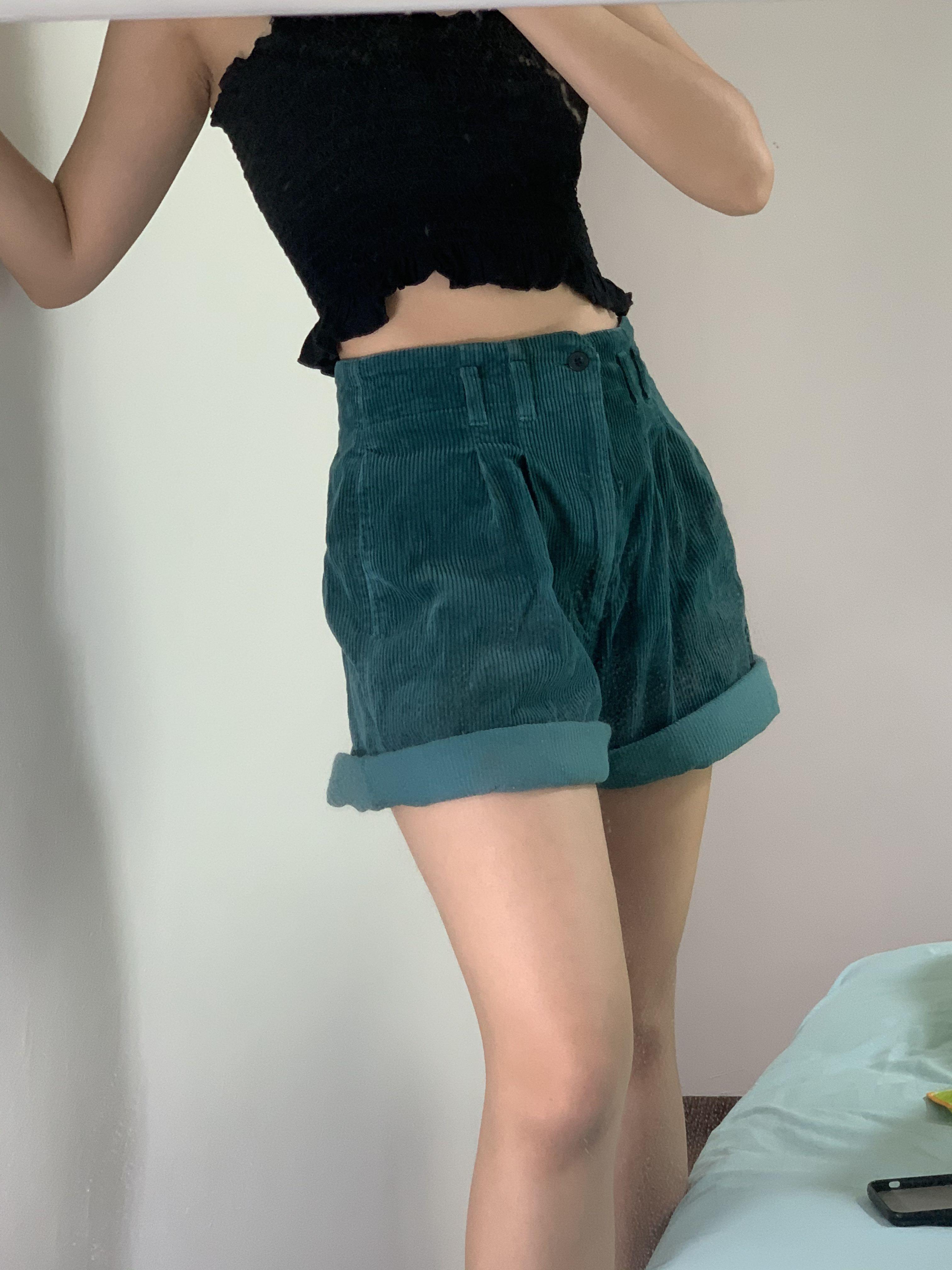 Forest green corduroy shorts clearance