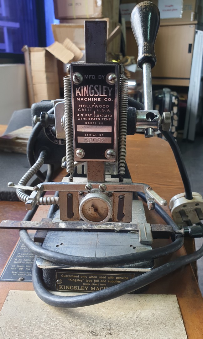 Vintage Kingsley Machine Hot Stamping, Hobbies & Toys, Stationery