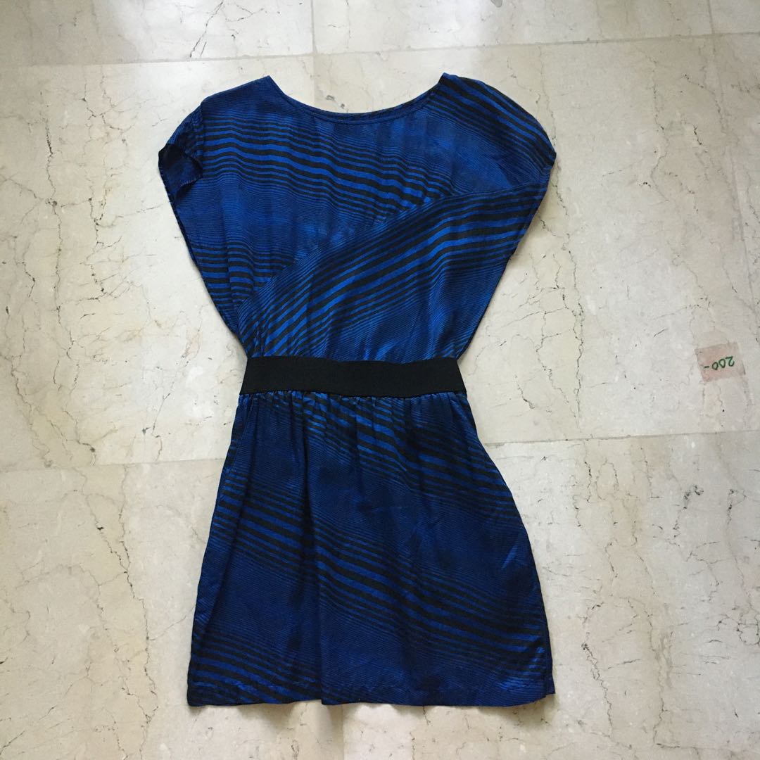 zara blue patterned dress
