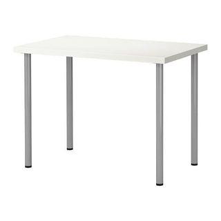IKEA white table top with silver legs