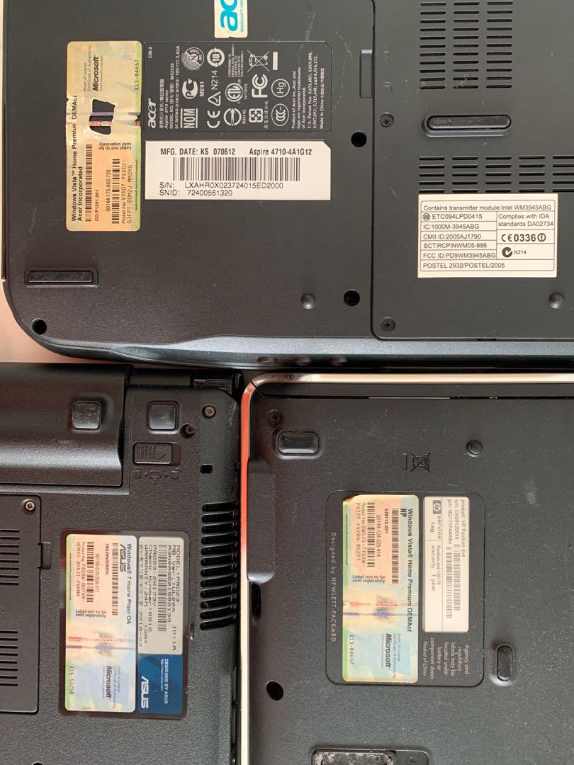 3 pcs spoilt notebooks hp acer and asus computers tech laptops notebooks on carousell