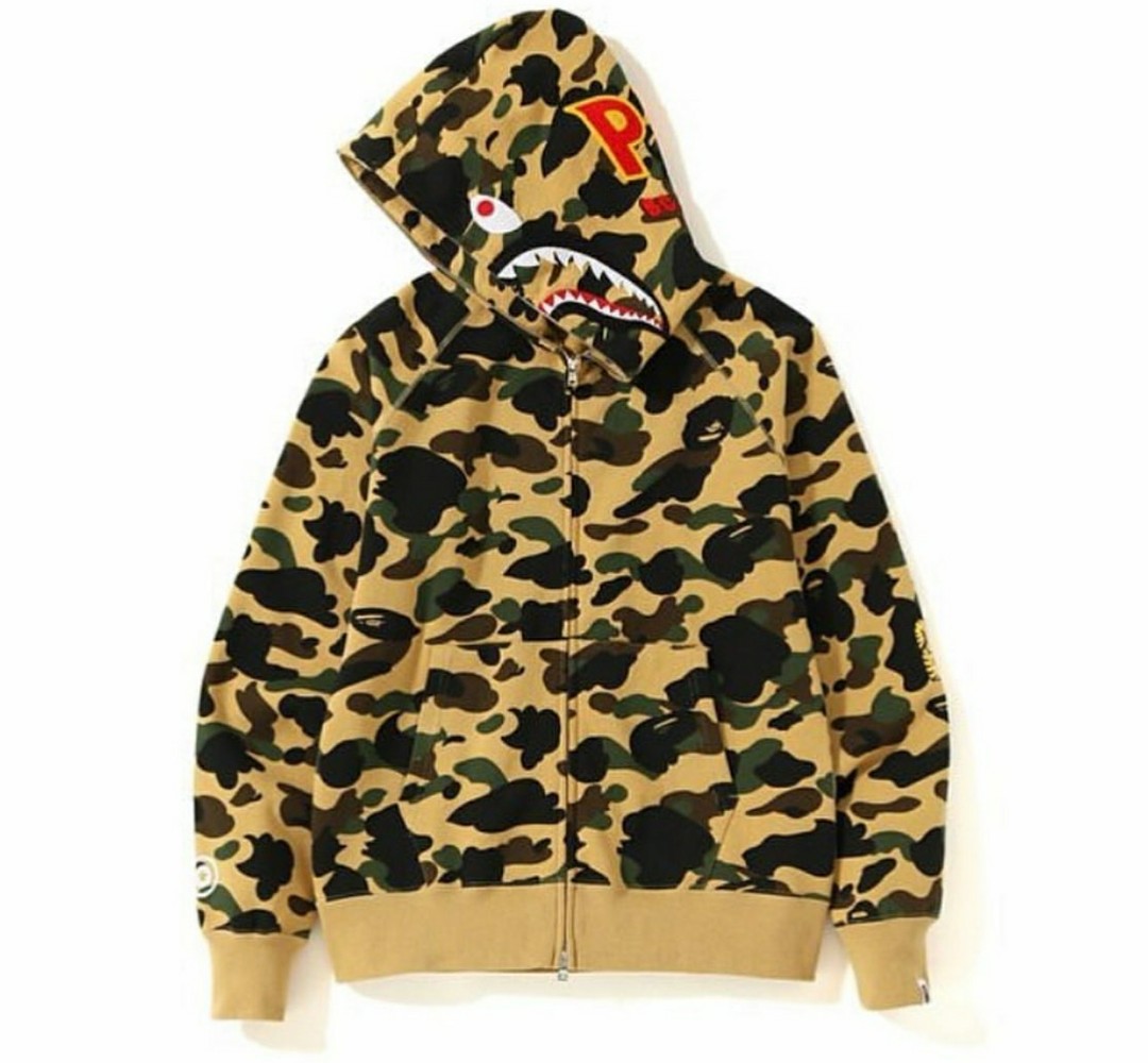 yellow bape shark hoodie