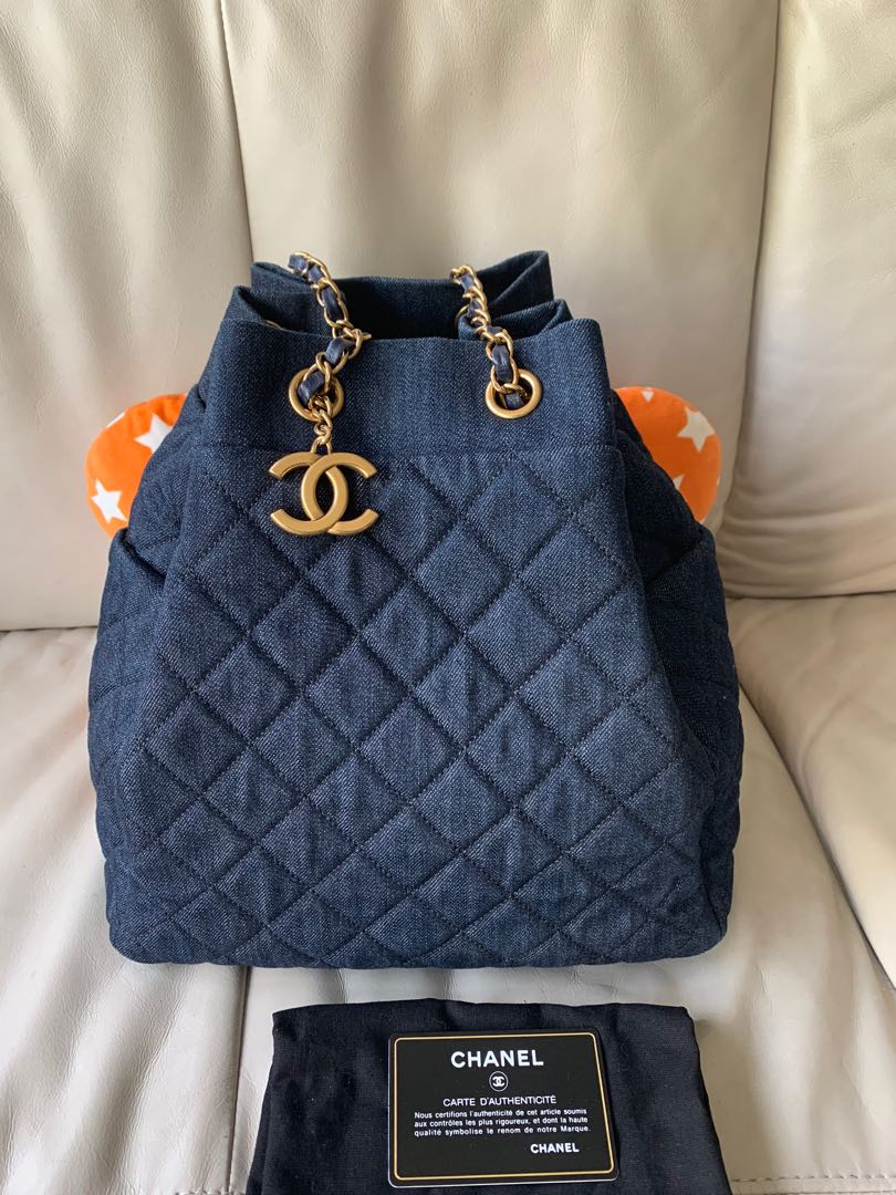 Chanel Denim Urban Spirit Bucket Bag, Luxury, Bags & Wallets on Carousell