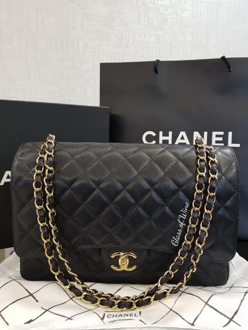 Chanel Maxi Double Flap in Black Caviar with Gold Hardware, Luxury, Bags &  Wallets on Carousell