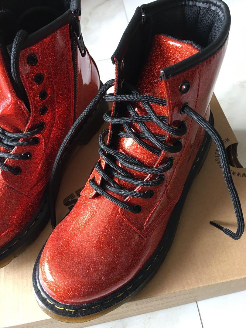 dr martens red glitter boots