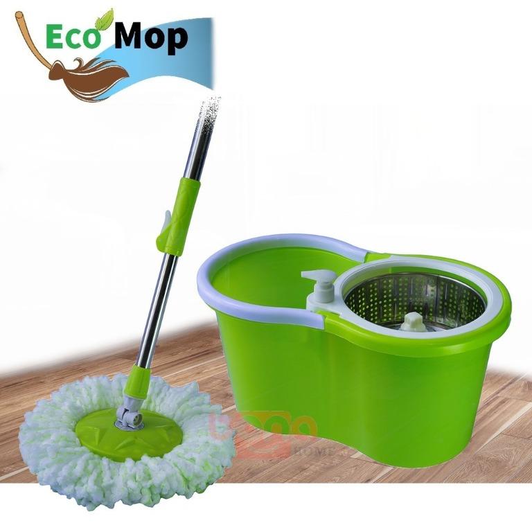 Slang dik Toeval Free Shipping EcoMop Spin Mop Microfiber Cloth Spinner Wheels Pail  Stainless Steel Basket & Handle Home Floor Cleaner Mop Lantai, Health &  Nutrition, Assistive & Rehabilatory Aids, Adult Incontinence on Carousell