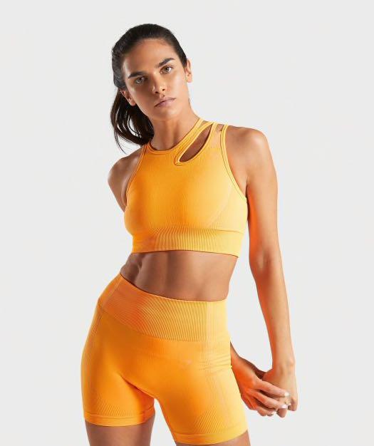 GYMSHARK Women's Ruched Sports Bra, neon yellow, XS : : Fashion