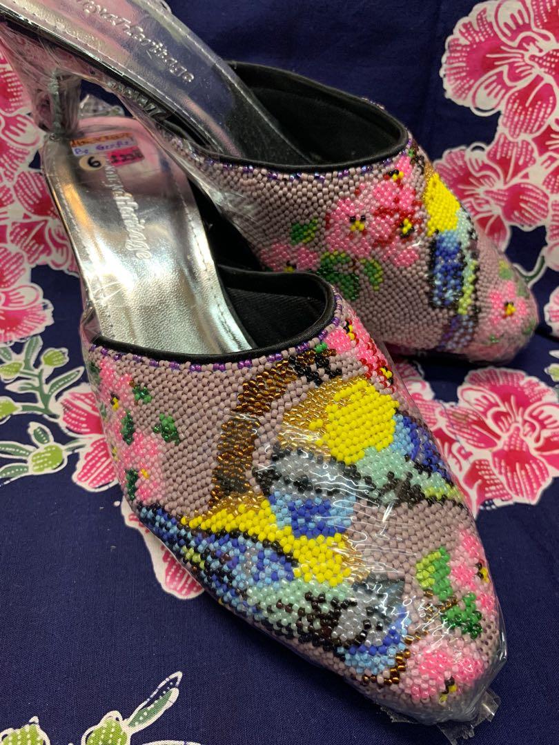 Peranakan Nonya Kasut Manek Manik Beaded Slippers Shoes Size 6 Women S Fashion Shoes Heels On Carousell