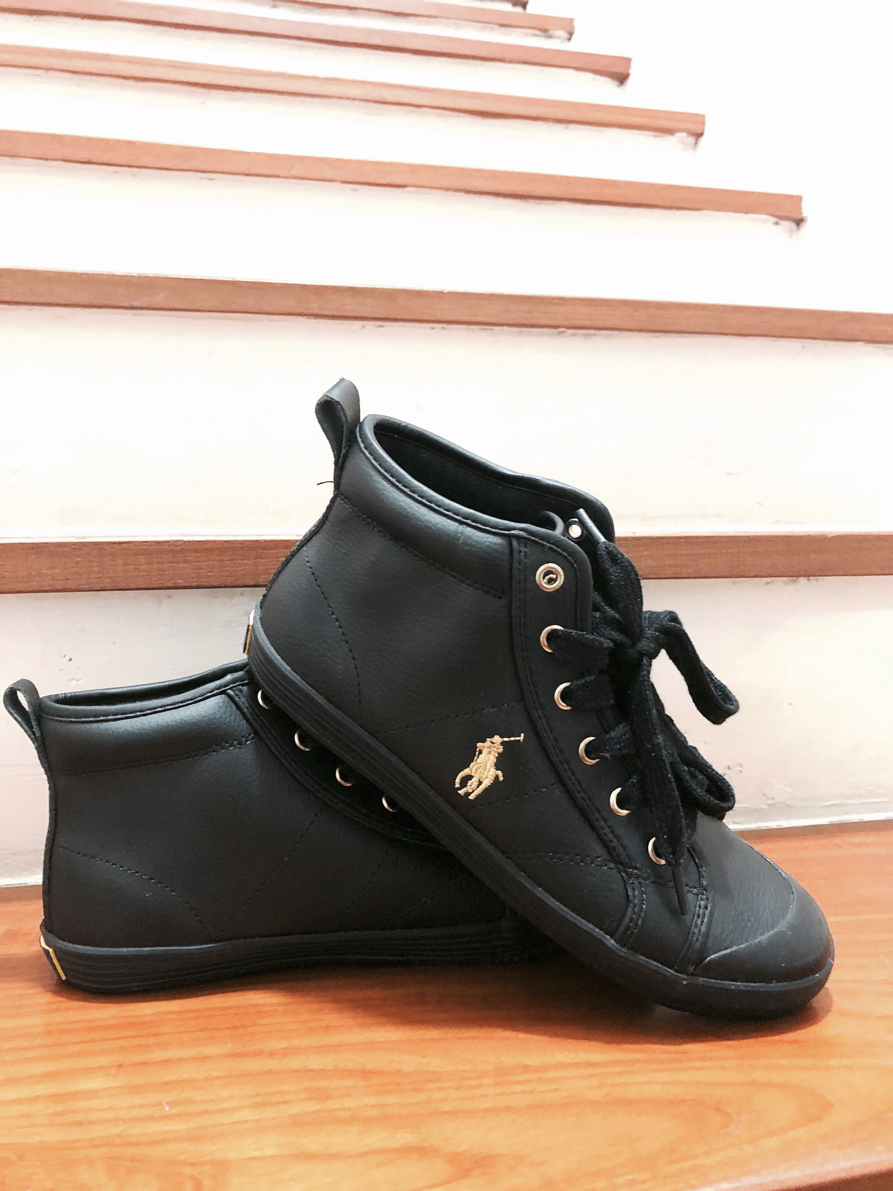 black high top polo boots