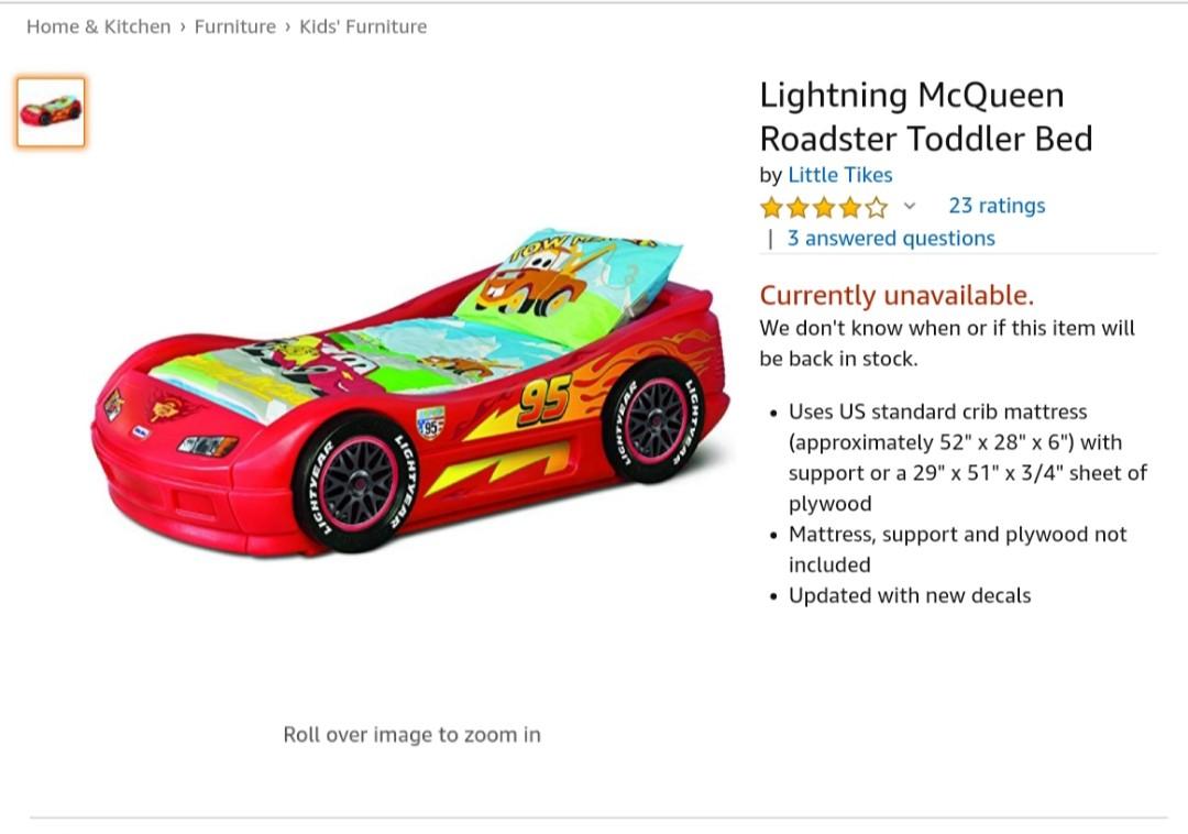 Little tikes lightning top mcqueen roadster toddler bed