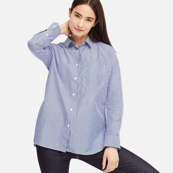 Uniqlo Women Shirt Long Uniqlo Striped Long Sleeve Shirt, Women's