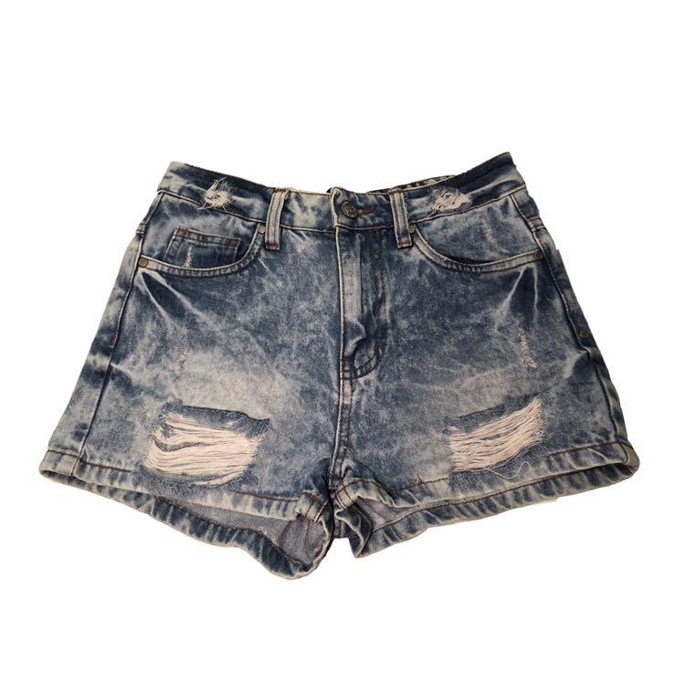 Women's Acid Wash Denim Ripped Shorts