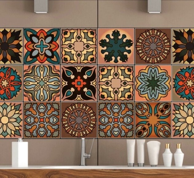 Brown Moroccan Wall Tile Adhesive Sheet Furniture Home Decor