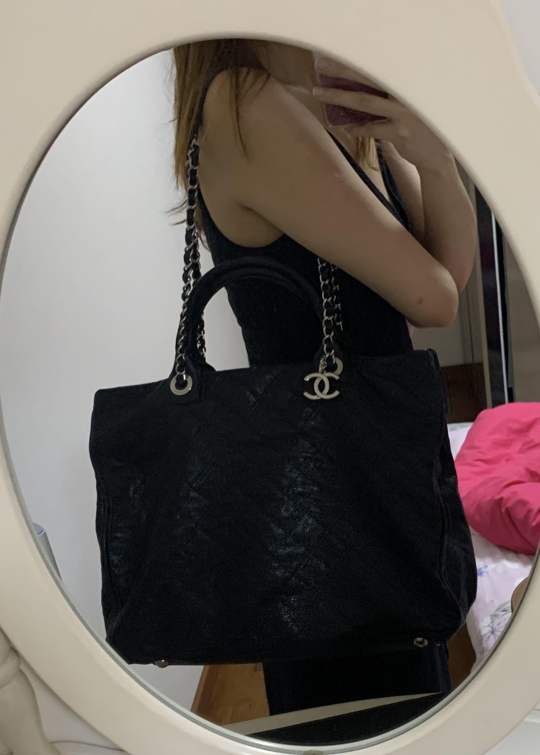 100% Authentic 🖤 Chanel Shiva Black Caviar Silver Hardware Classic Large  Shopping Tote Quilted Metallese 30cm, Luxury, Bags & Wallets on Carousell