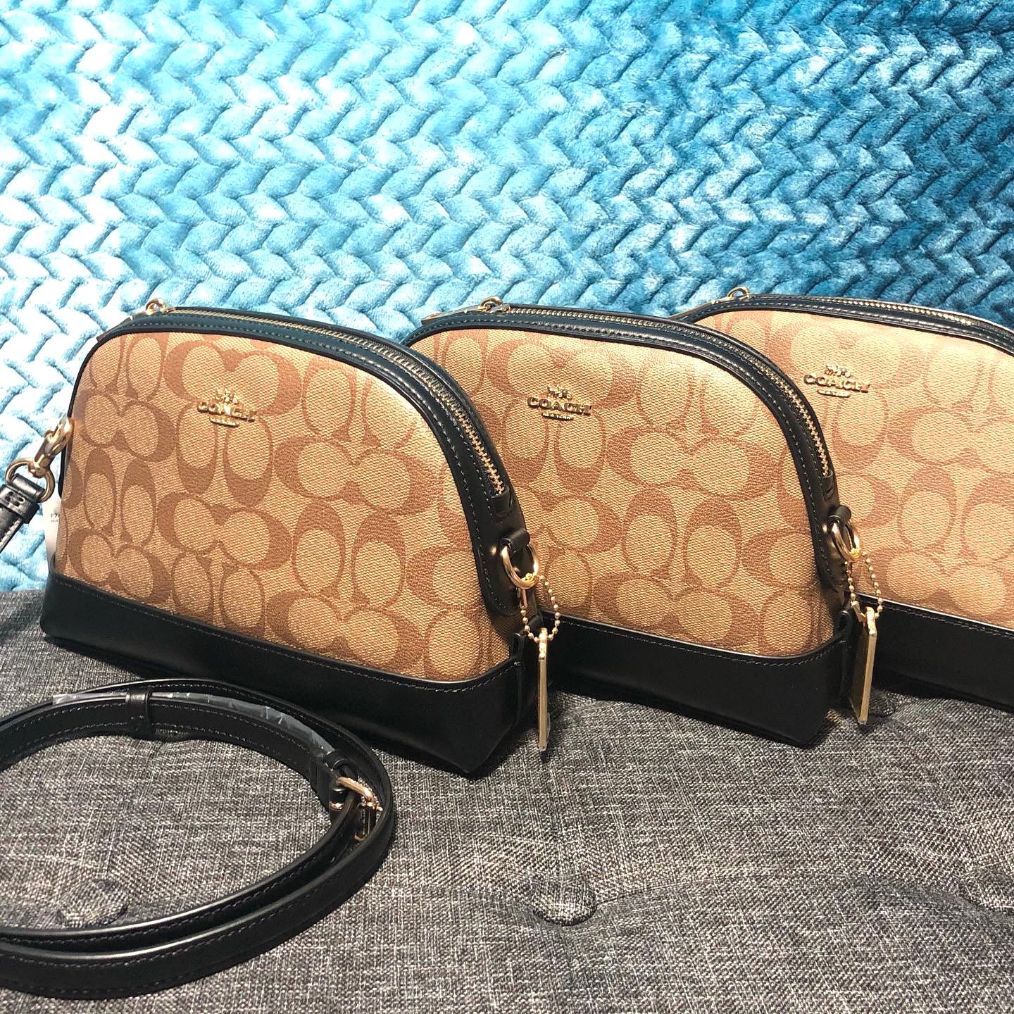 Coach Dome Crossbody Sling Brown Khaki Black from USA, Luxury, Bags