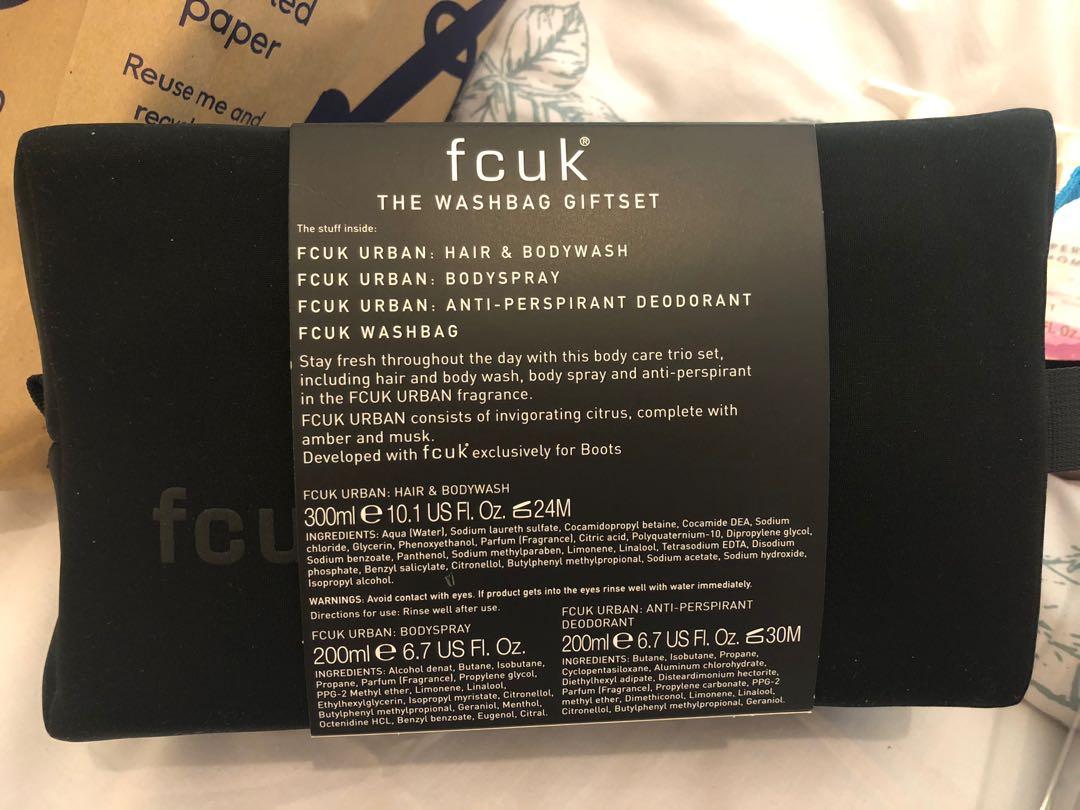 FCUK Set Hair, Body Wash, Body Spray, Deodorant & Bag (Men), Beauty ...