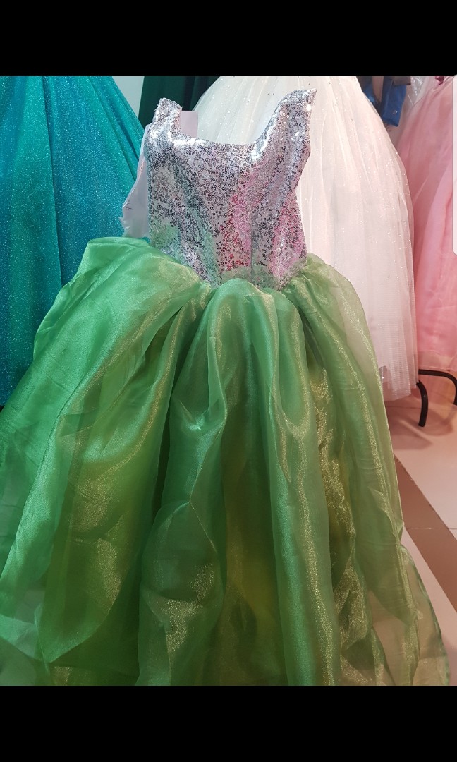 green flower girl dress