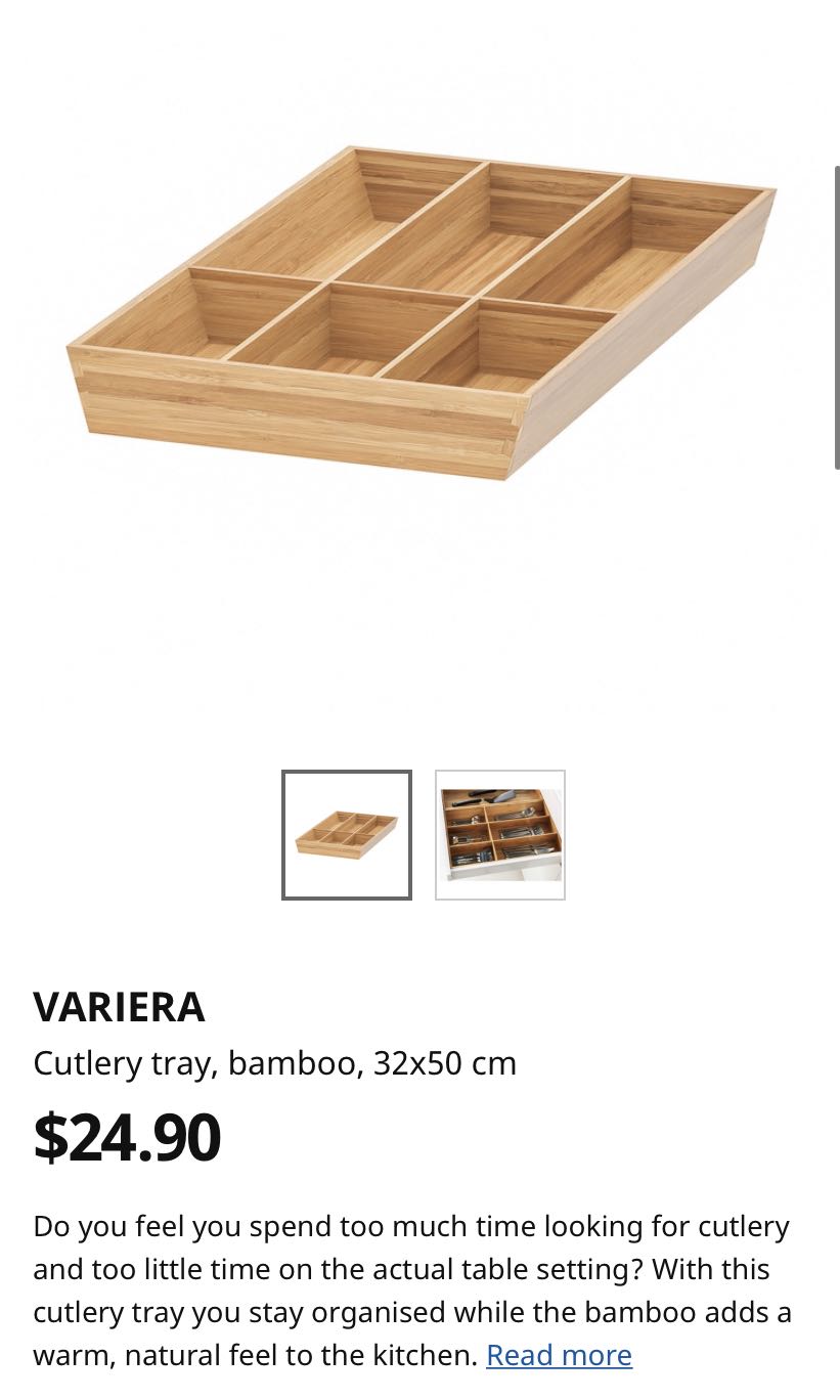IKEA bamboo cutlery tray, Furniture & Home Living, Home Improvement