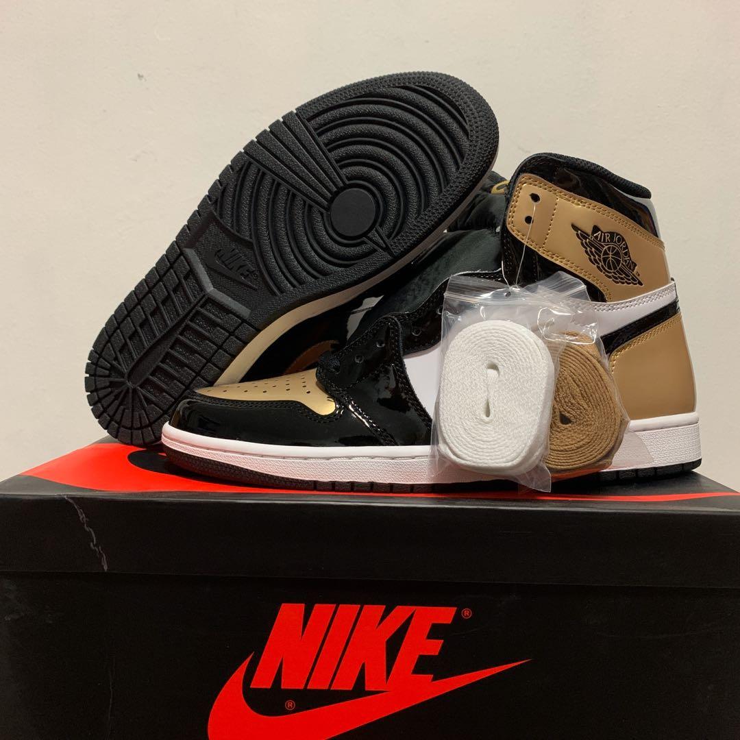Nike Air Jordan 1 NRG PATENT GOLD TOE Men s Fashion Footwear Sneakers on Carousell