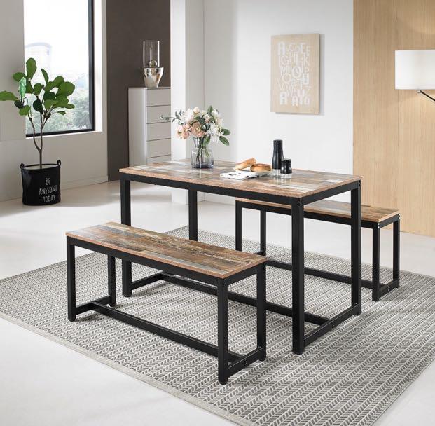 Small Family Dining Table Bench Wood Nordic Rustic Furniture Tables Chairs On Carousell