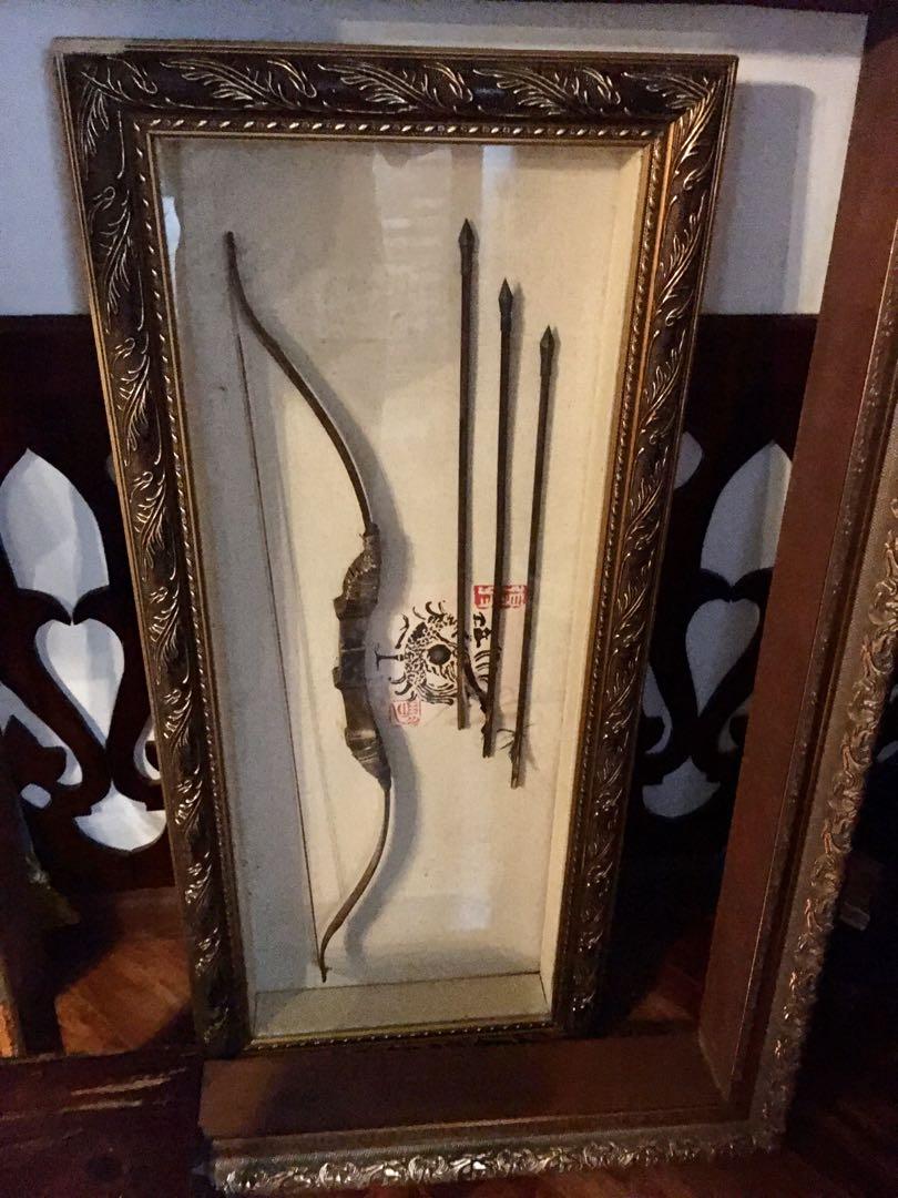 Vintage Bow Arrow Wall Frame Hanging Gold Chinese Antiques Antique Furniture On Carousell
