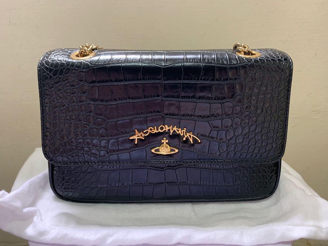 Vivienne westwood black bag gold chain on sale