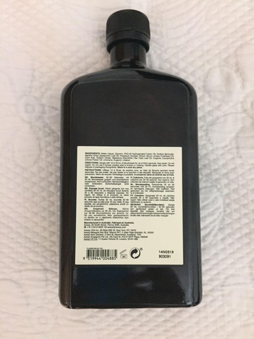 Aesop Mouthwash 500 ml, Beauty & Personal Care, Bath & Body, Body Care ...