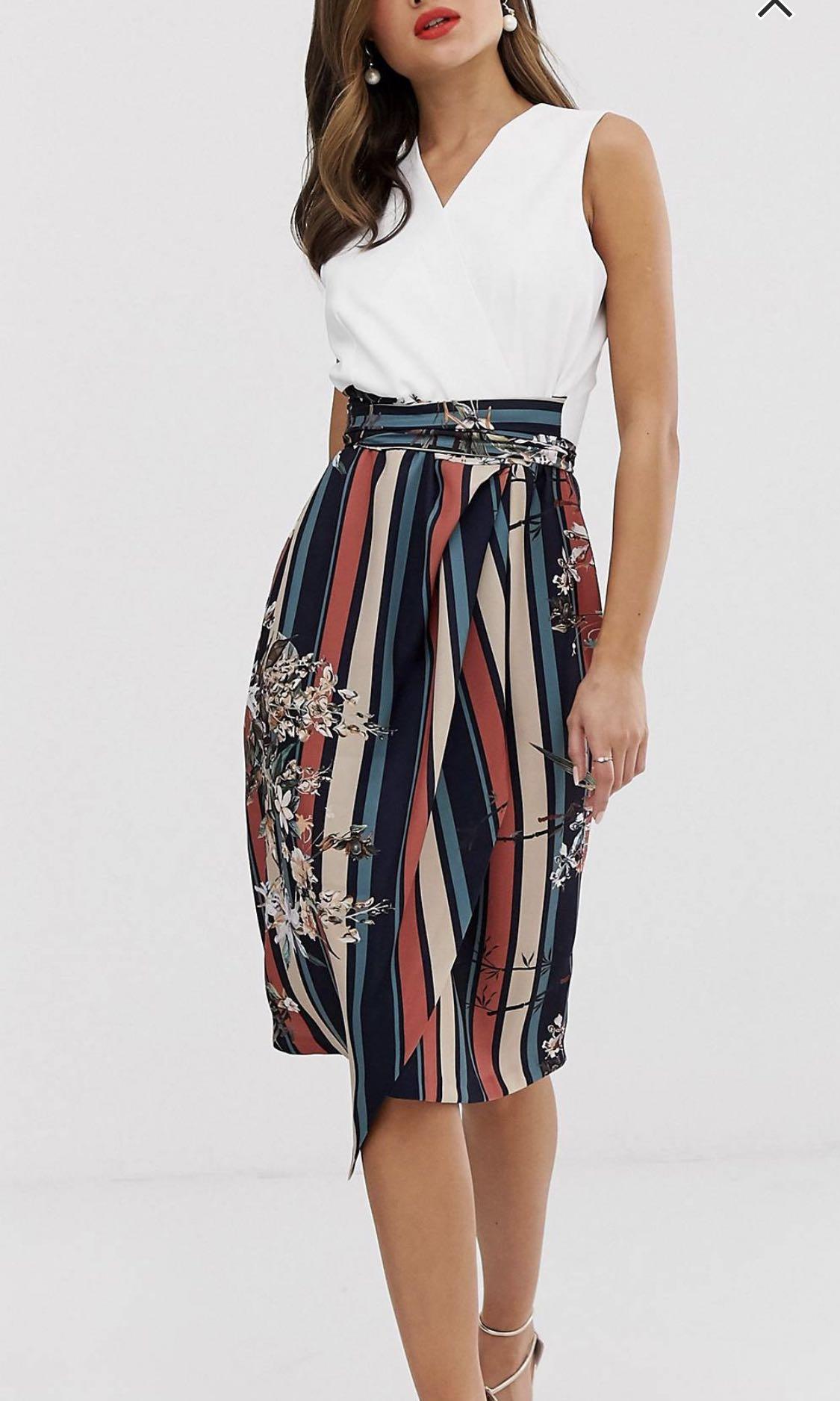 ASOS Closet London 2 in 1 wrap front pencil dress in floral UK8 Women s Fashion Tops Sleeveless on Carousell
