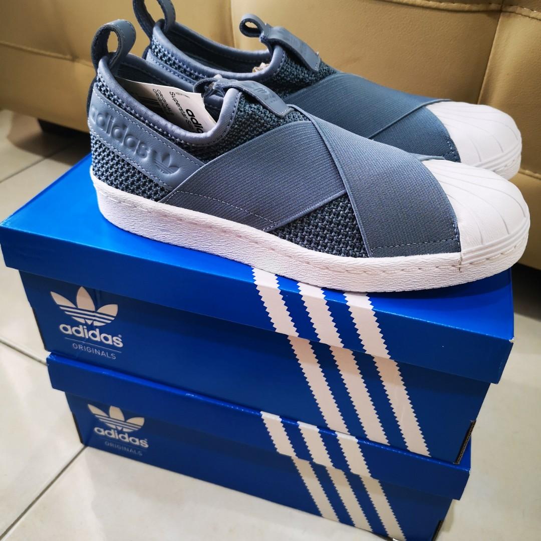 Authentic Adidas Women Slip On Casual Sneakers (blue), Women's Fashion, on Carousell