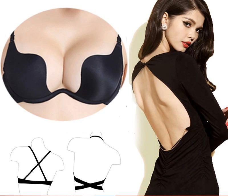 Deep V low cut push up woman sexy seamless bra backless invisible plunge bra,  Women's Fashion, New Undergarments & Loungewear on Carousell
