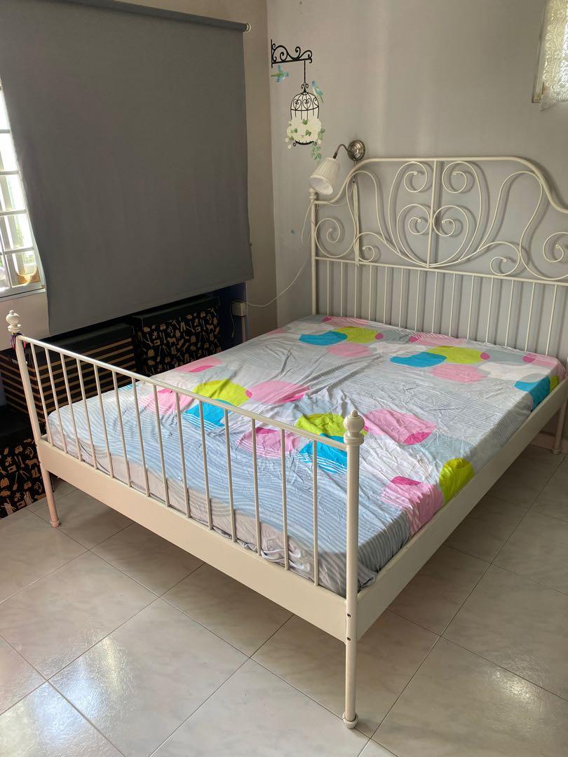 IKEA Queen size metal bed frame only, Furniture & Home Living