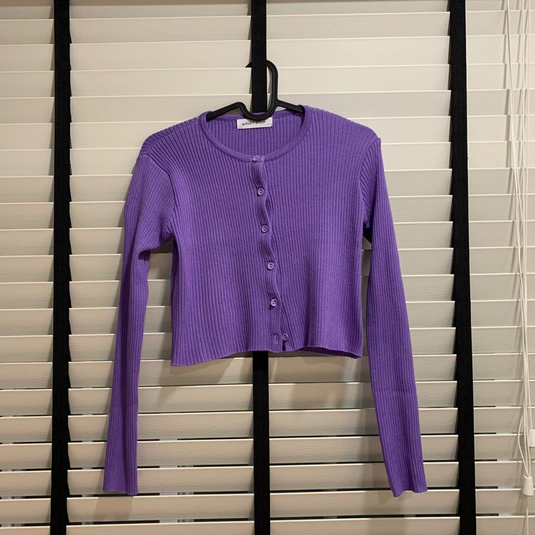 Jennie Inspired Purple Cropped Cardigan 
