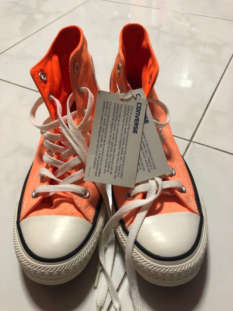 Neon orange converse high tops hotsell