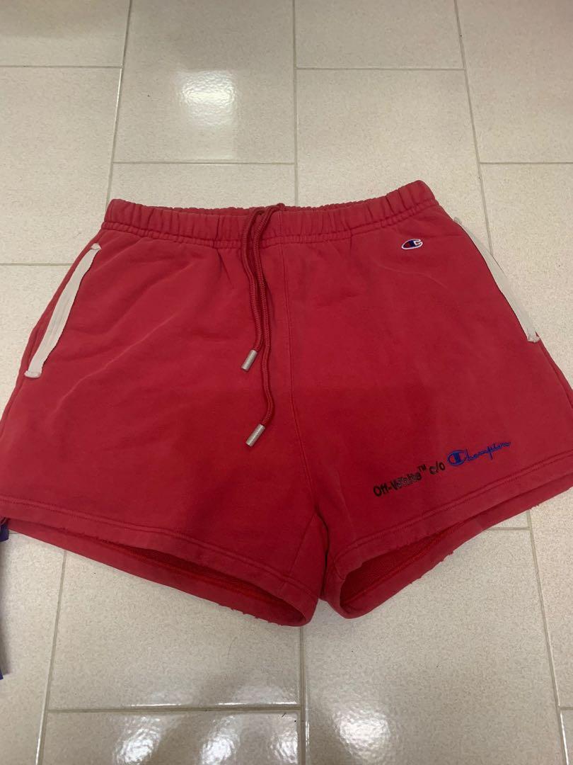 Off white champion red shorts on sale