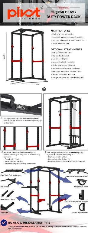 PIVOT HR3260 HEAVY DUTY POWER RACK Self Assembly Sports Equipment Exercise Fitness Cardio Fitness Machines on Carousell