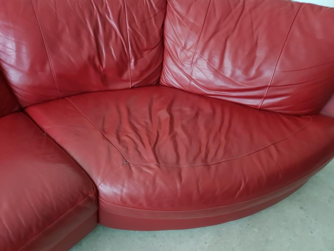 Grabar Cuerda formato Red IKEA leather sofa, Furniture & Home Living, Furniture, Sofas on  Carousell