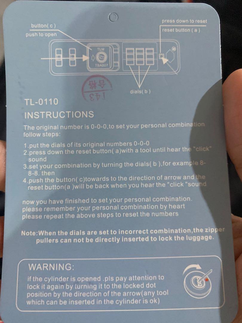 tommy hilfiger luggage lock instructions