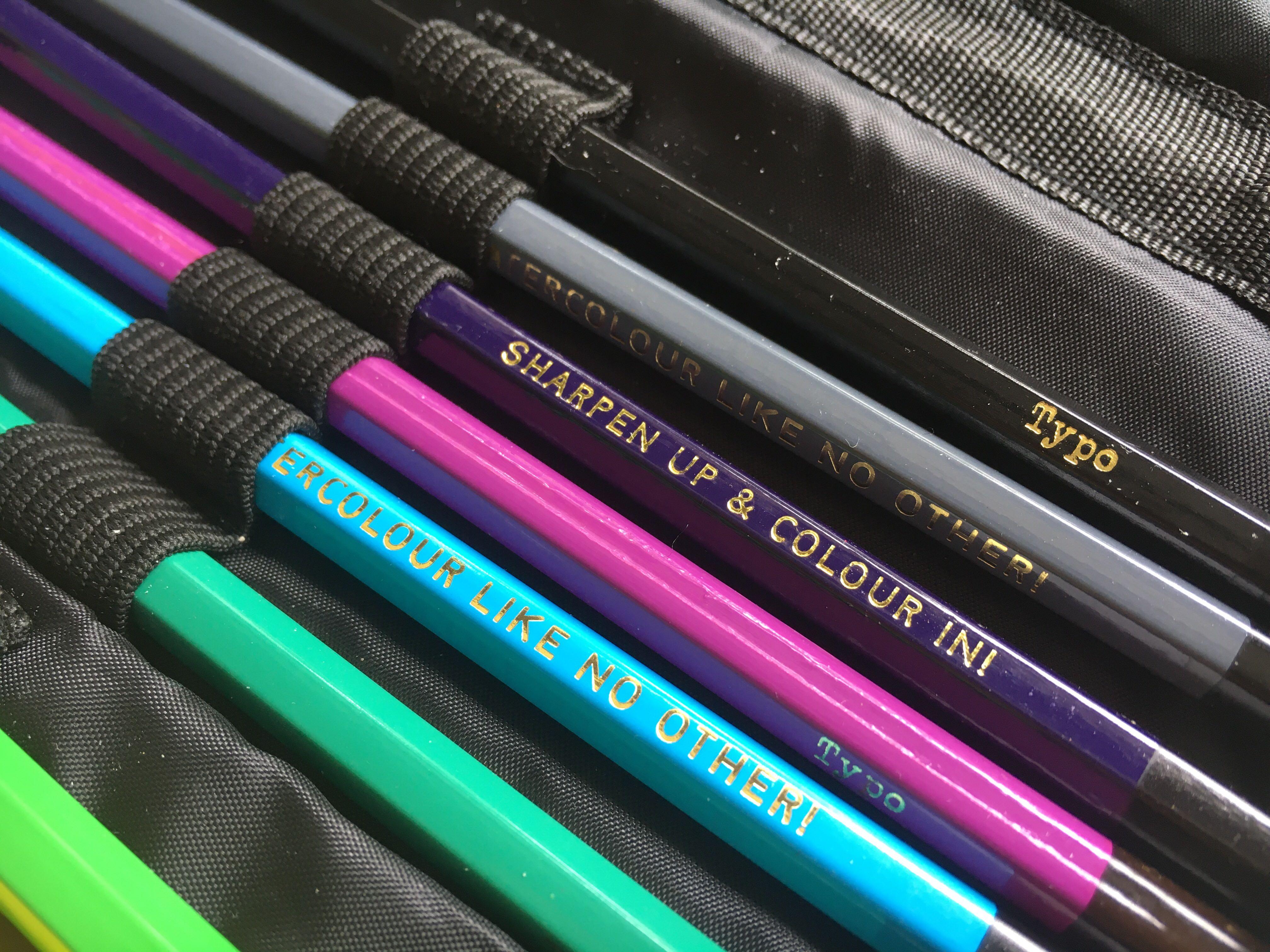 Typo Neon Colour Pencils And Drawing Pencils In Zip Case Books