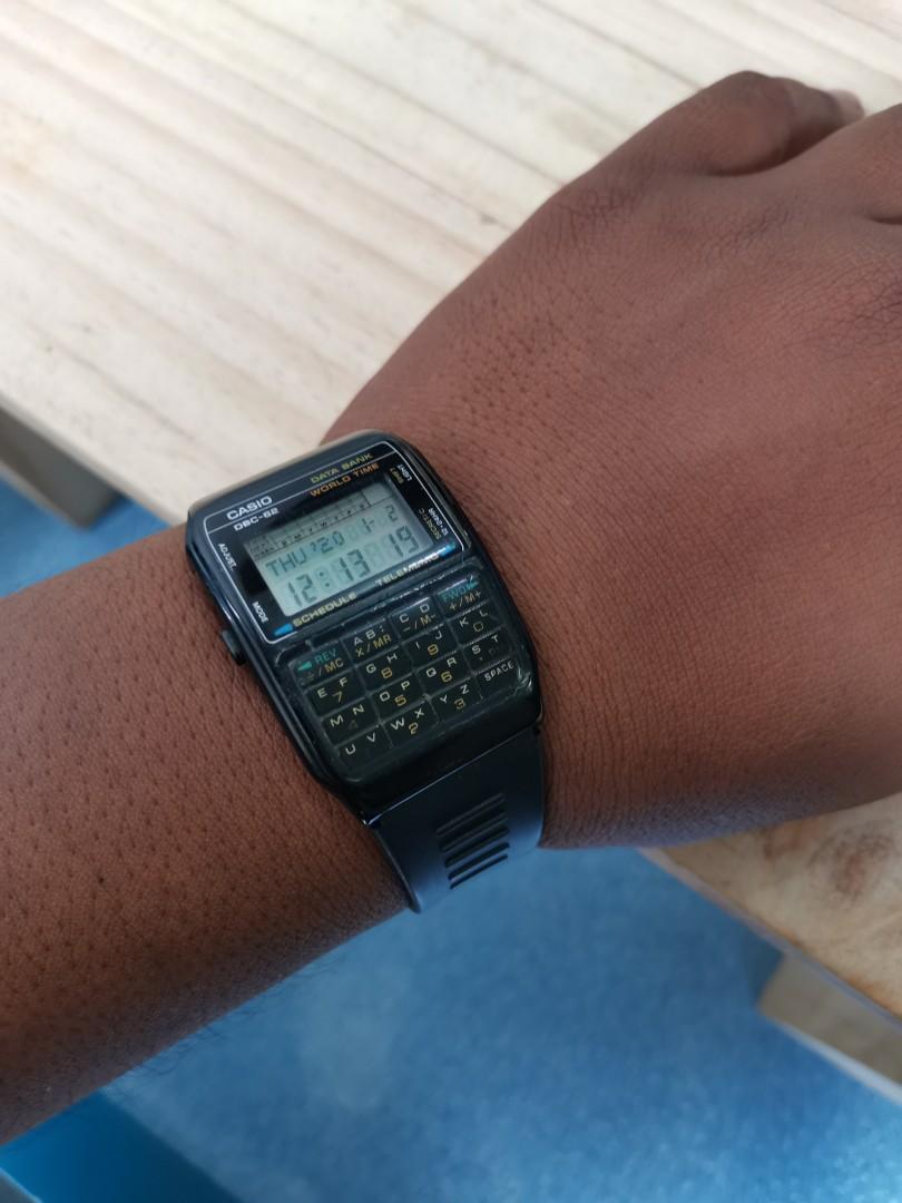 Vintage Casio DBC62 Telememo Calculator world time watch, Men's