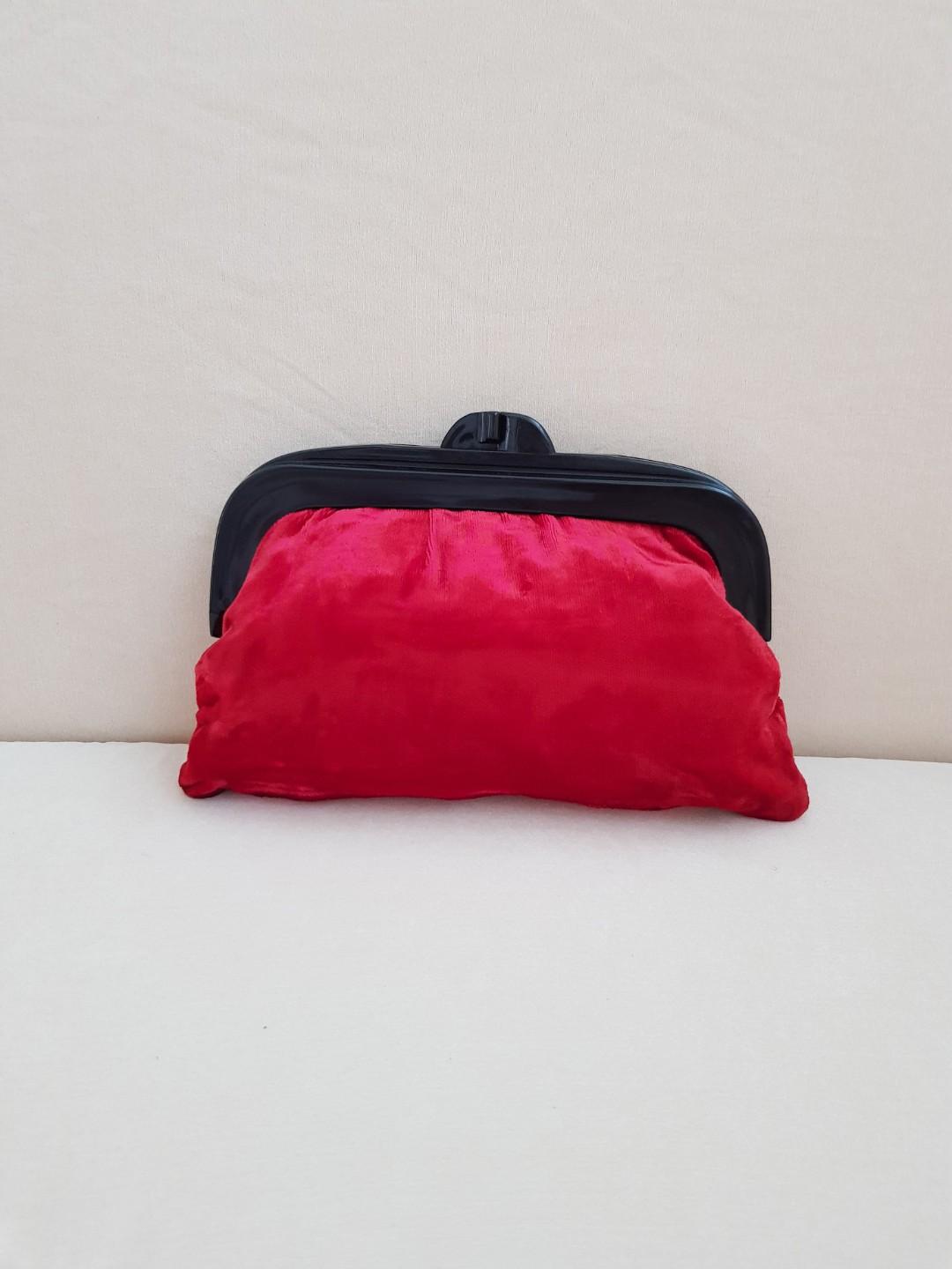 Red online velvet clutch