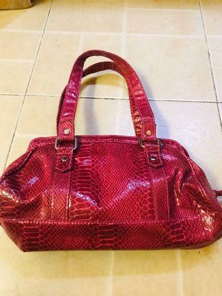 Dorothy Perkins red snake skin faux leather bag