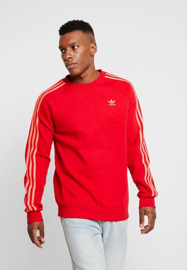 Adidas Originals Stripes Crew Sweater Scarlet Flash Red Men s
