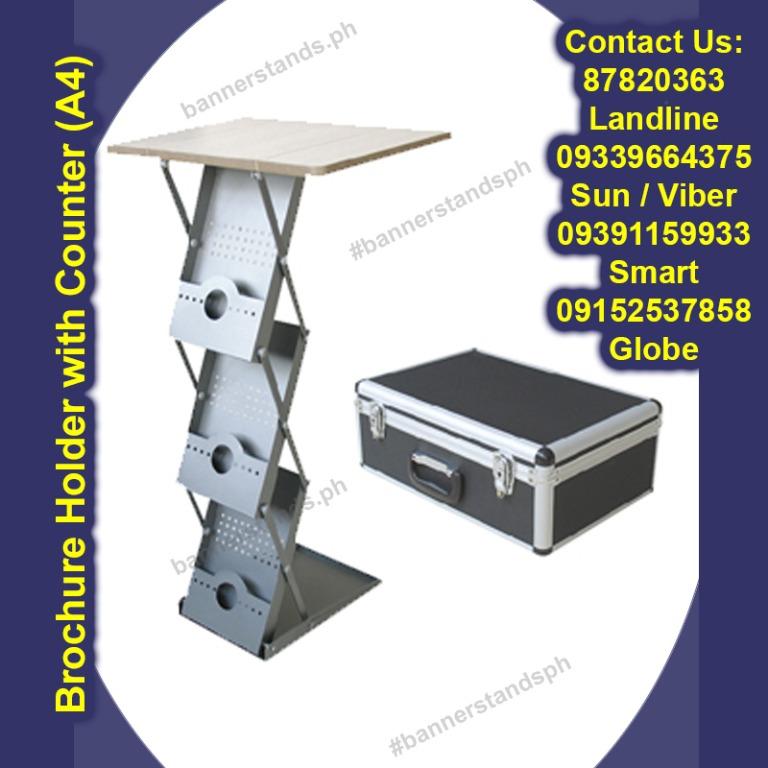 Brochure Stand 3 Layer A4 with Table Portable Collapsible Magazine Rack ...