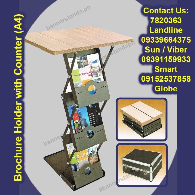 Brochure Stand 3 Layer A4 with Table Portable Collapsible Magazine Rack ...