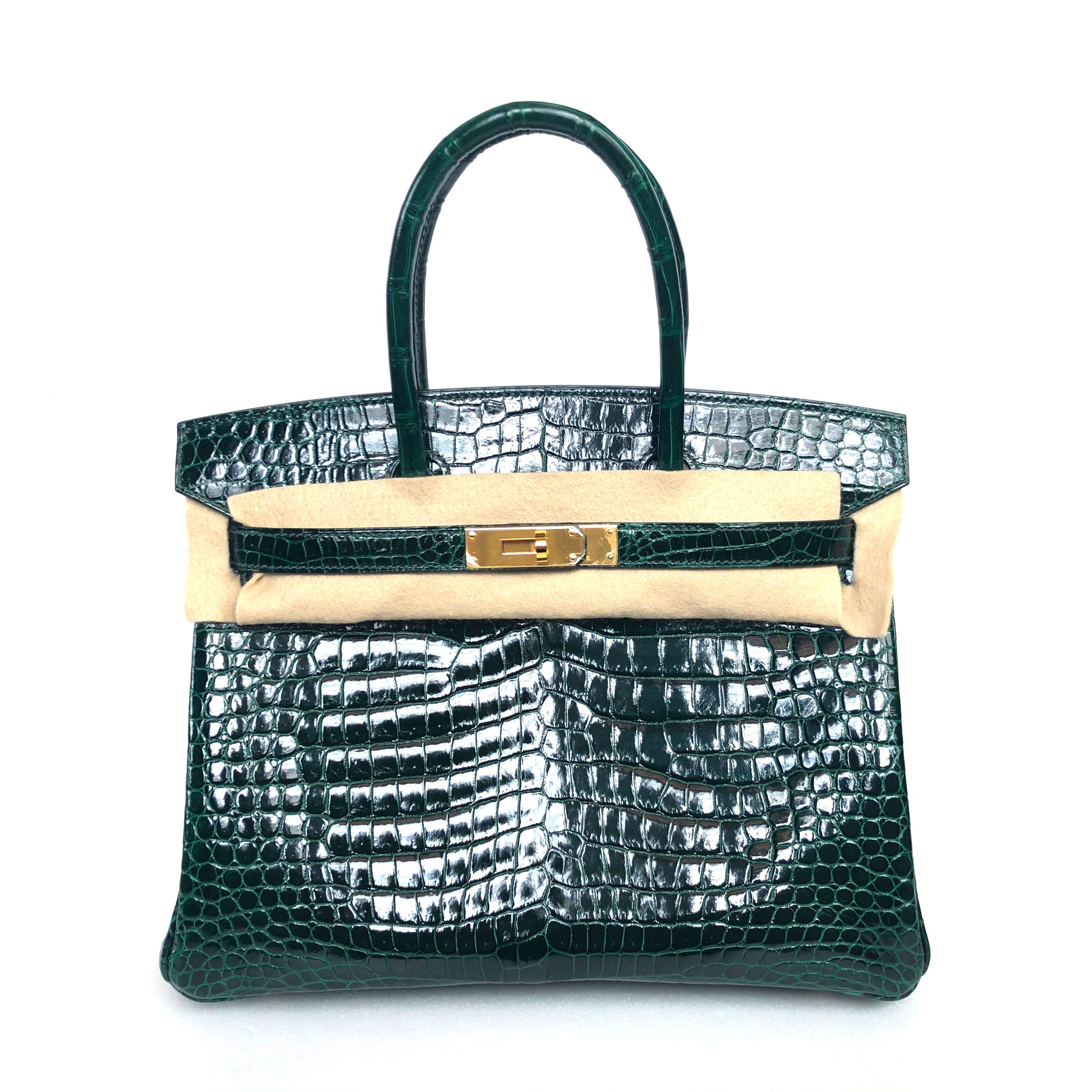 Birkin 25 Vert Fonce Porosus Sellier Ghw, Luxury, Bags & Wallets on  Carousell