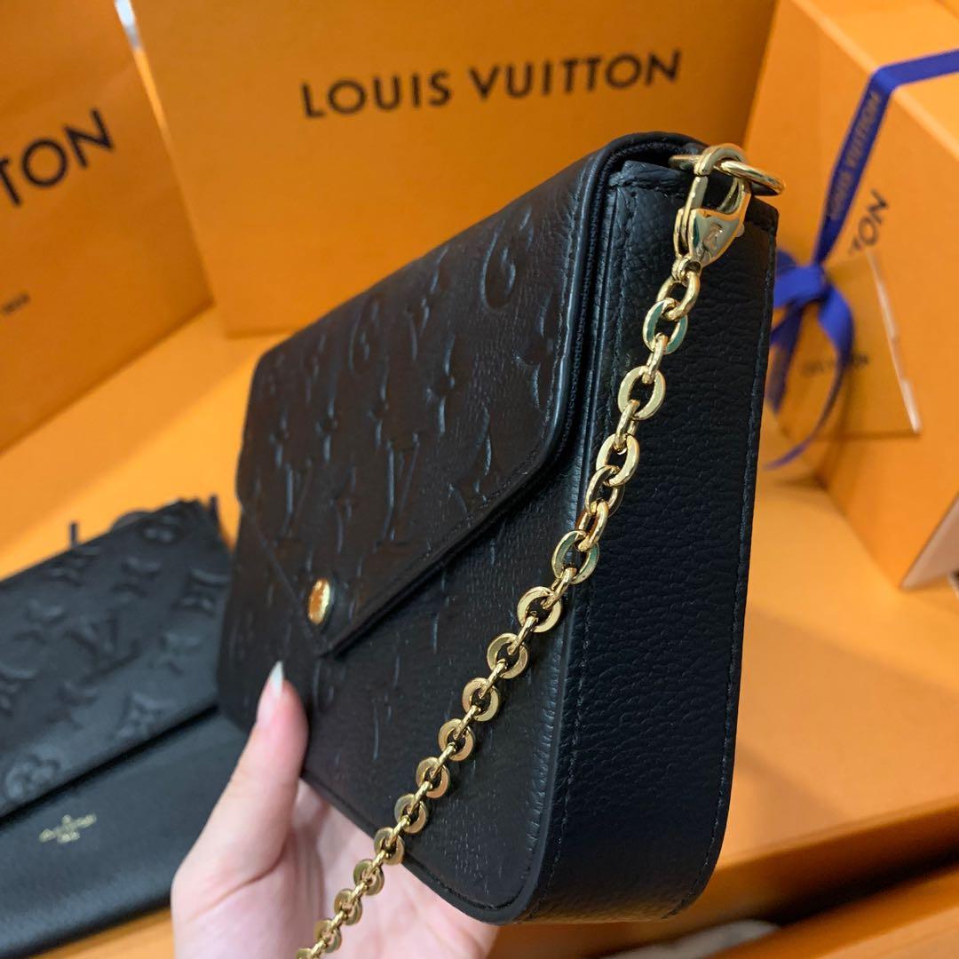 LOUIS VUITTON Empreinte Pochette Felicie Chain Wallet Noir Black