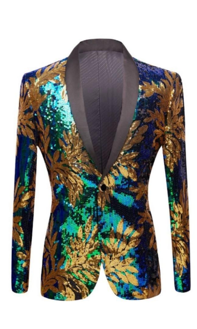 Men shimmer glitter shiny blazer jacket colorful, Men's Fashion, Coats