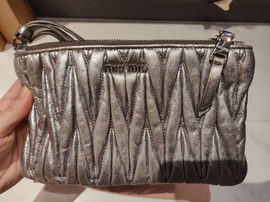 Miu miu silver clutch sale